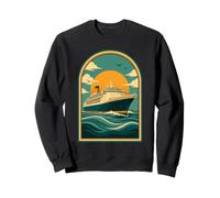 Poster de Voyage rétro Bateau de croisière Coucher de Soleil Sweatshirt
