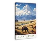 Poster de voyage rétro du Mont Ararat sur toile - Décoration murale pour salon, chambre à coucher - 40 x 60 cm