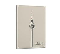 Poster de voyage rétro sur toile représentant la tour de télévision de Berlin - Poster décoratif sur toile moderne pour chambre à coucher (60 x 90 cm)
