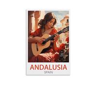 Poster de voyage vintage Andalousie, Espagne, ville 20 x 30 cm, poster imprimé sur toile pour maison, salle de bain, chambre à coucher, bureau, salon