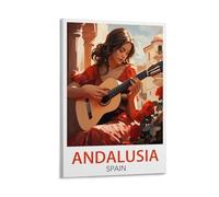 Poster de voyage vintage Andalousie, Espagne, ville 30 x 45 cm, poster imprimé sur toile pour maison, salle de bain, chambre à coucher, bureau, salon