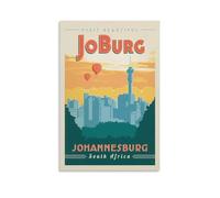Poster de voyage vintage autour du monde Afrique du Sud Johannesburg - Impression sur toile - 30 x 45 cm