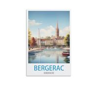 Poster de voyage vintage Bergerac Dordogne 20 x 30 cm Impression sur toile Décoration murale moderne pour chambre à coucher