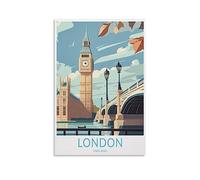 Poster de voyage vintage Big Ben London 30 x 45 cm - Décoration murale moderne pour chambre à coucher