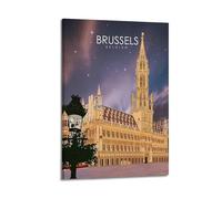 Poster de voyage vintage Bruxelles Belgique - Art mural décoratif sur toile - 50 x 75 cm