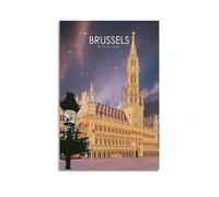 Poster de voyage vintage Bruxelles Belgique - Art sur toile - Décoration murale - Photo moderne - 40 x 60 cm