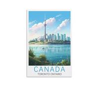 Poster de voyage vintage Canada Toronto Ontario 20 x 30 cm Impression sur toile pour salon, chambre à coucher, dortoir, maison, bureau Décoration murale