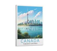 Poster de voyage vintage Canada Toronto Ontario 20 x 30 cm Impression sur toile pour salon, chambre à coucher, dortoir, maison, bureau Décoration murale