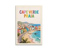 Poster de voyage vintage Cap-Vert Praia Décoration murale moderne Esthétique Cadeau pour lit d'amis Sans cadre 40 x 60 cm