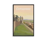 Poster de voyage vintage Carcassonne - Impression sur toile - Décoration murale moderne pour chambre à coucher - 30 x 45 cm