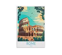 Poster de voyage vintage Colisée Rome Italie 20 x 30 cm Impression sur toile pour salon, chambre à coucher, dortoir, maison, bureau, décoration murale