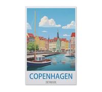 Poster de Voyage Vintage Copenhague Danemark，Puzzles pour Adultes 1000 Pièces Puzzles pour Adultes pour Enfants Papier Puzzle Adolescents Jeux Éducatifs Anti-Stress Jouet Cadeau（50x70cm）-F74