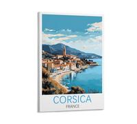 Poster de voyage vintage Corse France 40 x 60 cm Décoration murale pour salon, chambre à coucher, dortoir, maison, bureau