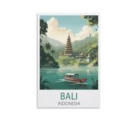 Poster de voyage vintage de Bali Indonésie (50 x 75 cm) - Poster sur toile pour décoration d'intérieur, salle de bain, chambre à coucher, bureau, salon
