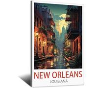 Poster de voyage vintage de la Nouvelle-Orléans Louisiane 30 x 45 cm Impression sur toile Décoration murale moderne pour chambre à coucher