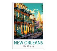 Poster de voyage vintage de la Nouvelle-Orléans Louisiane 30 x 45 cm Impression sur toile Décoration murale moderne pour chambre à coucher