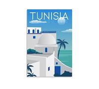 Poster de voyage vintage de la Tunisie Sidi Bou Saïd - 40 x 60 cm - Décoration murale moderne pour chambre à coucher
