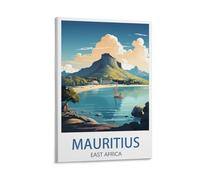 Poster de voyage vintage de l'île Maurice - Afrique de l'Est - 40 x 60 cm - Impression sur toile pour décoration d'intérieur : salon