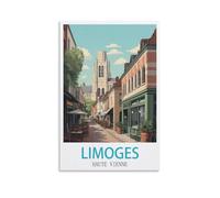 Poster de voyage vintage de Limoges Haute Vienne - 20 x 30 cm - Impression sur toile - Décoration murale moderne pour chambre à coucher