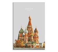 Poster de voyage vintage de Moscou Russie 20 x 30 cm - Décoration murale pour salon, chambre, dortoir, maison, bureau