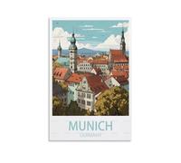 Poster de voyage vintage de Munich, Allemagne, 20 x 30 cm, affiches sur toile pour décoration d'intérieur
