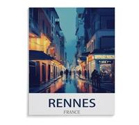Poster de Voyage Vintage de Rennes France,Puzzles Personnalisés, 1000 Pièces Puzzle en Papier, pour Enfants Adultes Famille Jeu Difficulté Défi Puzzles(38x26cm)-I21
