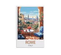 Poster de voyage vintage de Rome Italie, paysage 20 x 30 cm, affiche sur toile pour décoration d'intérieur, salle de bain, chambre à coucher, bureau, salon
