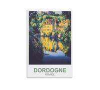 Poster de voyage vintage Dordogne France 30 x 45 cm Impression sur toile Décoration murale