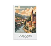Poster de voyage vintage Dordogne France 30 x 45 cm Impression sur toile Décoration murale