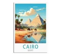 Poster de voyage vintage du Caire Egypte 60 x 90 cm Impression sur toile Décoration murale moderne pour chambre à coucher