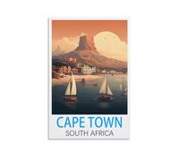 Poster de voyage vintage du Cap Afrique du Sud - 30 x 45 cm - Impression sur toile - Décoration murale moderne pour chambre à coucher