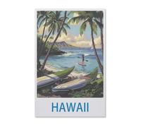 Poster de Voyage Vintage hawaïen，Puzzles Personnalisés, 1000 Pièces Puzzle en Papier, pour Enfants Adultes Famille Jeu Difficulté Défi Puzzles（50x70cm）-F81