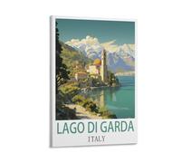 Poster de voyage vintage Lago Di Garda Italie 30 x 45 cm Décoration murale pour salon, chambre à coucher