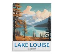Poster de Voyage Vintage Lake Louise Alberta，Jigsaw Puzzles Puzzle, 1000 Pièces en Bois Adultes Puzzles, Enfants Cerveau IQ Développement Cadeau（75x50cm）-B60