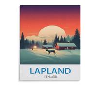 Poster de Voyage Vintage Laponie Finlande,1000 Pièces Puzzle Défi Cérébral pour Enfants Bricolage Cadeau Amusant Jeu D'intérieur Décor À La Maison(50x70cm)-I36