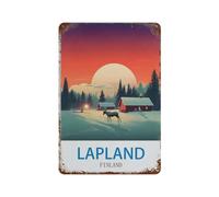 Poster de voyage vintage Laponie Finlande,Vintage Métal Signe D'Étain pour la Maison Cuisine Ferme Jardin Garage Décoration Murale(20x30cm)8x12 inch-I36