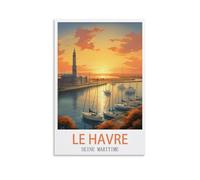 Poster de voyage vintage Le Havre Seine Maritime - Impression sur toile - Décoration murale moderne pour chambre à coucher - 20 x 30 cm