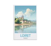 Poster de voyage vintage Loiret France - Impression sur toile - Décoration murale moderne pour chambre à coucher - 30 x 45 cm