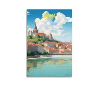 Poster de voyage vintage Lyon France (3) Décoration murale à suspendre pour chambre à coucher, 60 x 90 cm