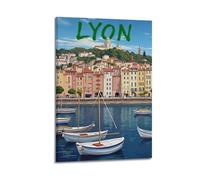 Poster de voyage vintage Lyon France (5) - Art mural sur toile pour salon - 30 x 45 cm