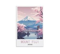 Poster de voyage vintage Mont Fuji Japon 40 x 60 cm - Impression sur toile moderne pour chambre à coucher