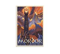 Poster de voyage vintage Mordor Le Seigneur des Anneaux - Art mural sur toile pour décoration de chambre familiale moderne - Esthétique 40 x 60 cm