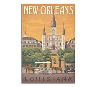 Poster de voyage vintage New Orleans Louisiane Impression sur toile pour bureau, chambre à coucher, décoration murale, 20 x 30 cm, sans cadre.