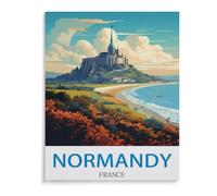 Poster de Voyage Vintage Normandie France，Puzzle 1000 Pièces Puzzle en Papier d'impression Haute Définition Défiez Le Problème Stimuler La Créativité Jeu Interactif（50x70cm）-B74