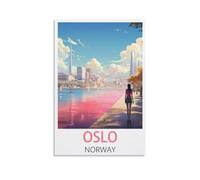Poster de voyage vintage Oslo Norvège 30 x 45 cm