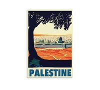 Poster de voyage vintage Palestine 20 x 30 cm - Impression sur toile pour salon, chambre, dortoir, maison, bureau - Décoration murale