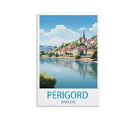 Poster de voyage vintage Périgord Dordogne 30 x 45 cm Impression sur toile Décoration murale moderne pour chambre à coucher