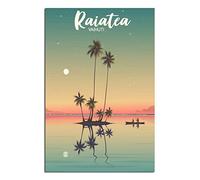 Poster de voyage vintage Raiatea en Polynésie française - Impression sur toile - Décoration murale pour chambre - Art - Peinture - Cadeau