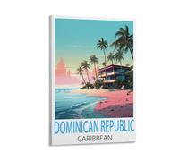 Poster de voyage vintage République dominicaine des Caraïbes 30 x 45 cm