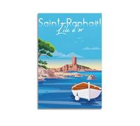 Poster de voyage vintage Saint Raphaël classique sur toile, affiches murales et impression d'art moderne pour chambre à coucher (50 x 75 cm)
